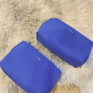 2Pc La Mer Blue Cosmetic Bag Set